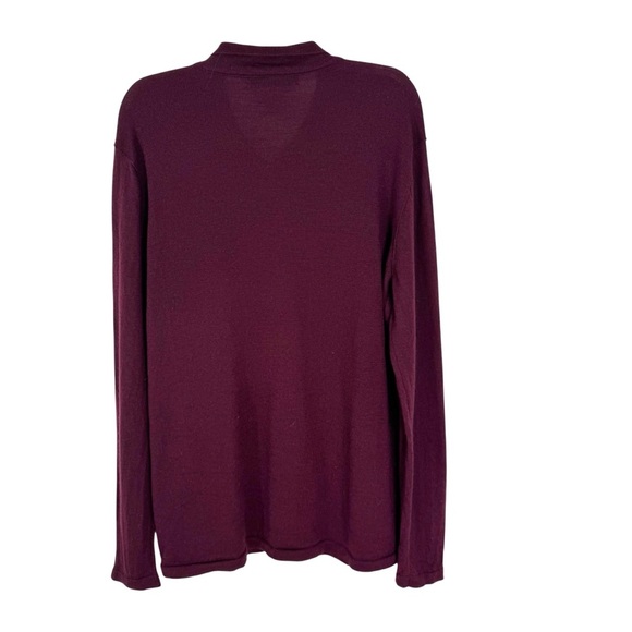 John Varvatos Luxe Wool Button Front Collared Sweater Cardigan Burgundy Size L - Picture 6 of 10